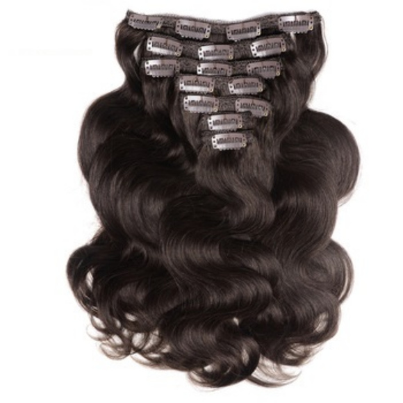 Wavy Dark Brown Clip in Human Hair Extensions